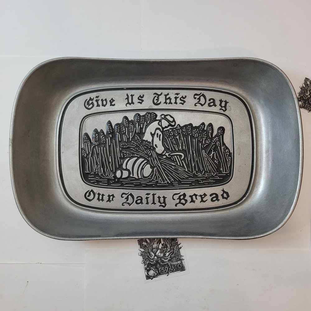 Wilton Armetale Bread Tray Give Us This Day Our Daily Bread Pewter Style Serving
